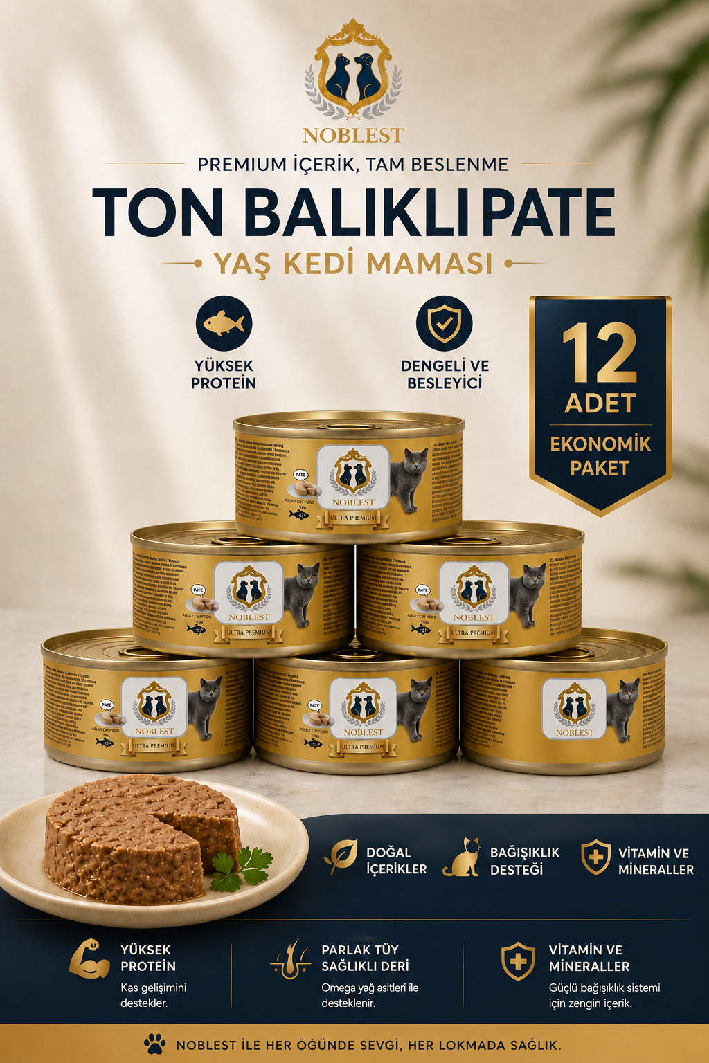 BALIKLI PATE YAŞ KEDİ MAMASI 85 gram X 12 Adet
