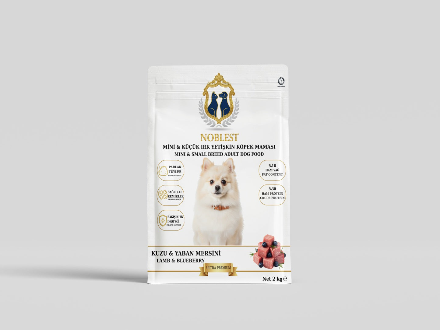 30 PROTEİN 18 YAĞ KUZU ETLİ - YABAN MERSİNLİ MİNİ VE KÜÇÜK IRK YETİŞKİN KÖPEK MAMASI 2 KG