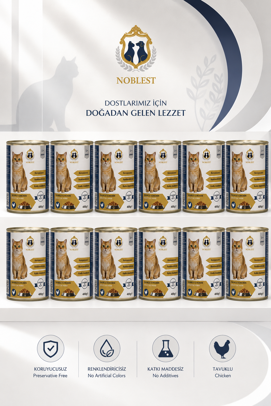TAVUKLU JÖLELİ KÜÇÜK PARÇA ETLİ KEDİ YAŞ MAMA 400 gr X 12 ADET