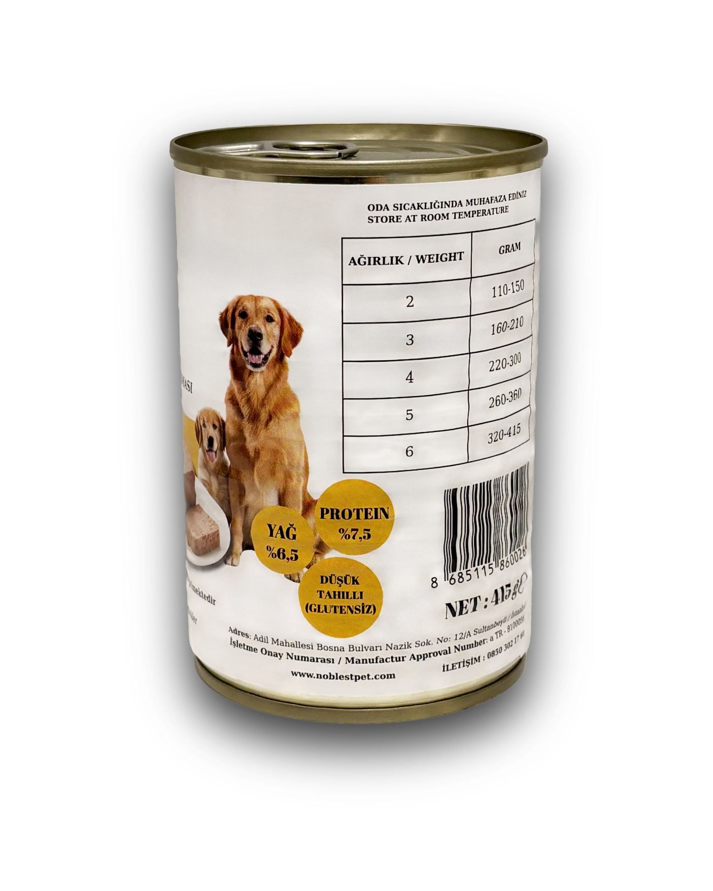 KUZU ETLİ YETİŞKİN & YAVRU KÖPEK PATE YAŞ MAMASI 12 X 415 gr