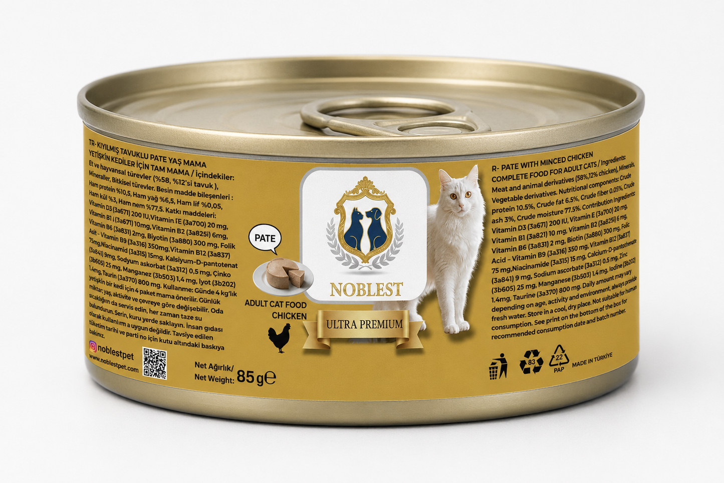 TAVUKLU PATE 85 g YAŞ KEDİ MAMASI x 12 Adet
