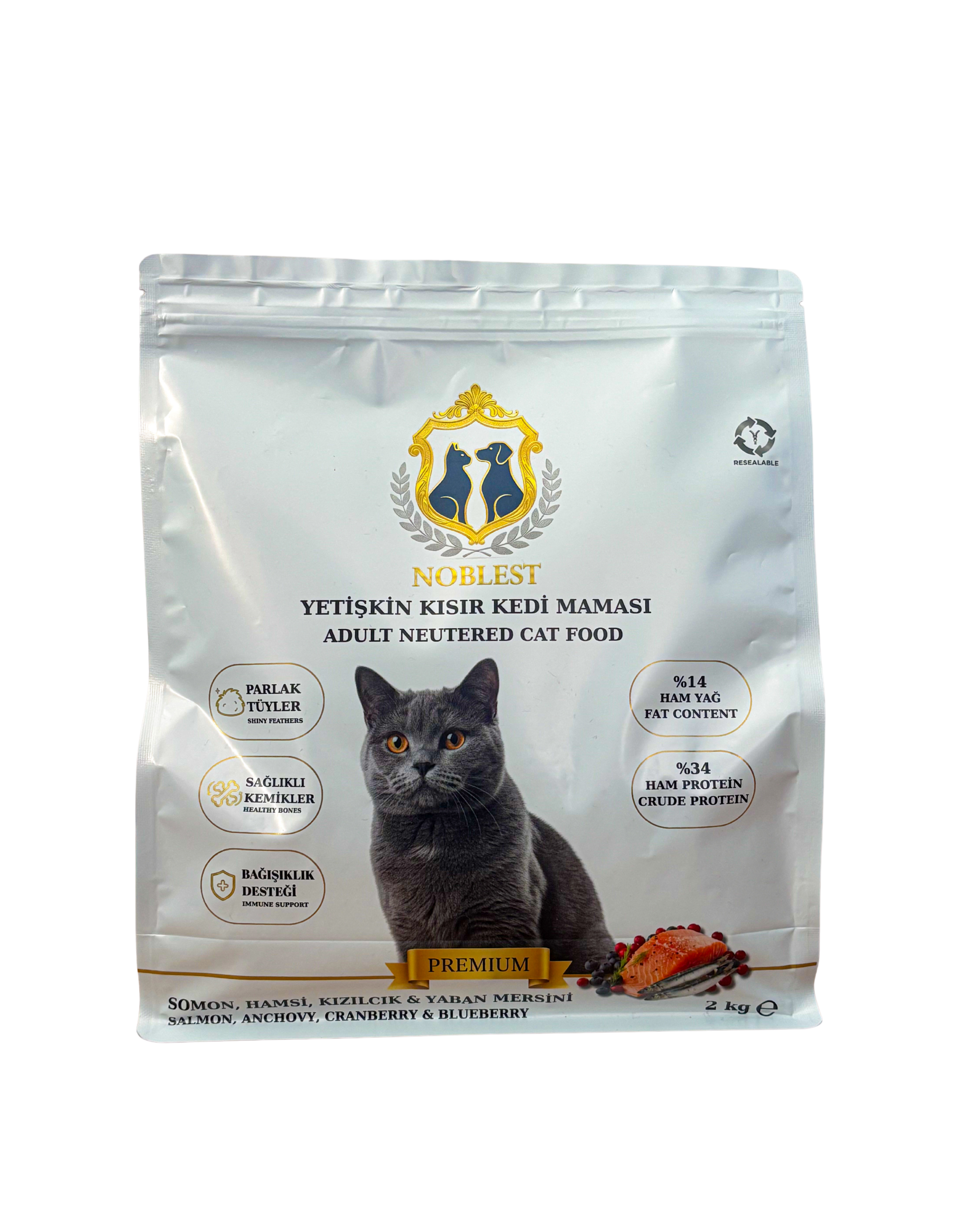 SOMONLU KIZILCIKLI KISIR KEDİ MAMASI 2 KG