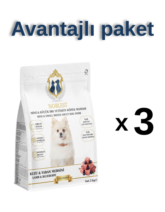 AVANTAJ PAKET KUZU ETLİ MİNİ VE KÜÇÜK IRK YETİŞKİN KÖPEK MAMASI 3X2 KG