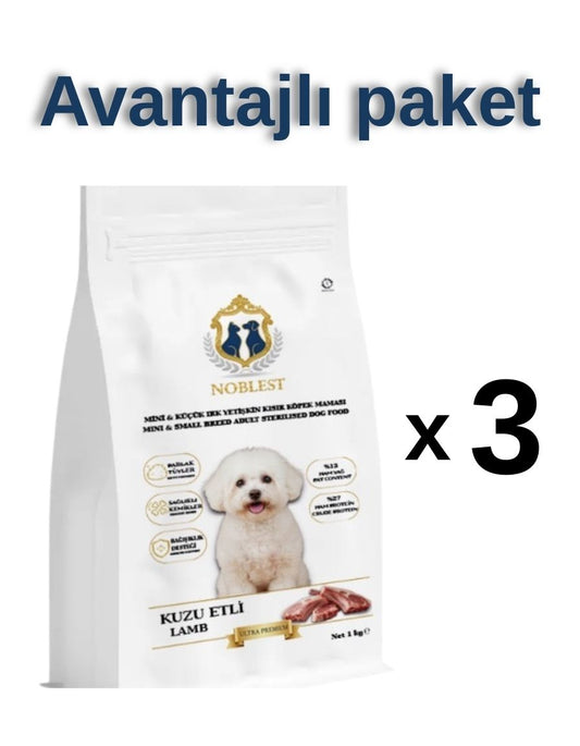 27/13 KUZU ETLİ MİNİ VE KÜÇÜK IRK YETİŞKİN KISIR KÖPEK KURU MAMASI 3 X 1 KG