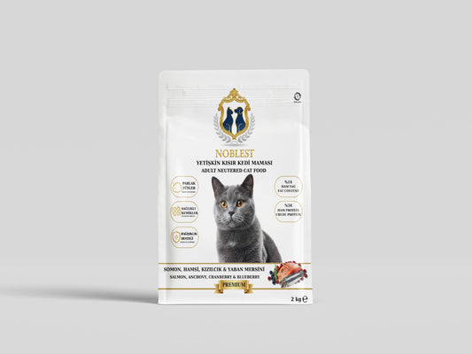 34 PROTEİN 14 YAĞ SOMONLU KIZILCIKLI KISIR KEDİ MAMASI 2 KG