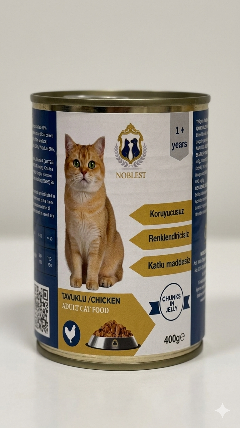 TAVUKLU JÖLELİ KÜÇÜK PARÇA ETLİ KEDİ YAŞ MAMA 400 gr X 12 ADET