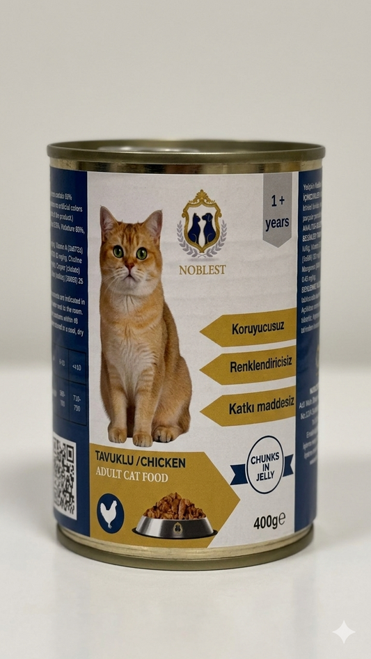 TAVUKLU JÖLELİ KÜÇÜK PARÇA ETLİ KEDİ YAŞ MAMA 400 gr X 12 ADET